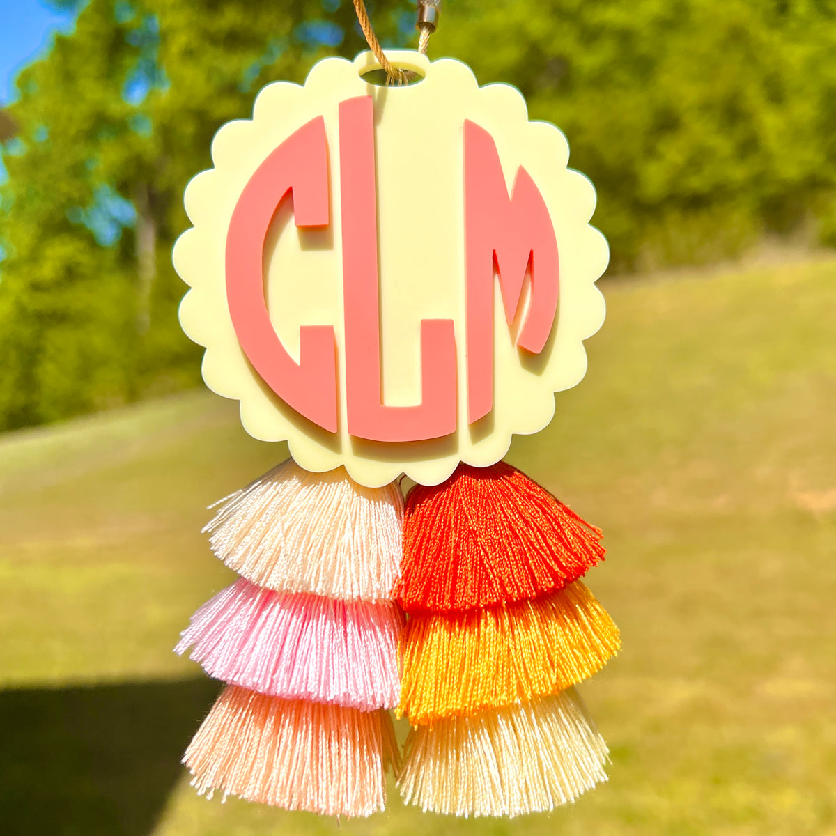 Circle Monogram Bag Charm - Solid Colors