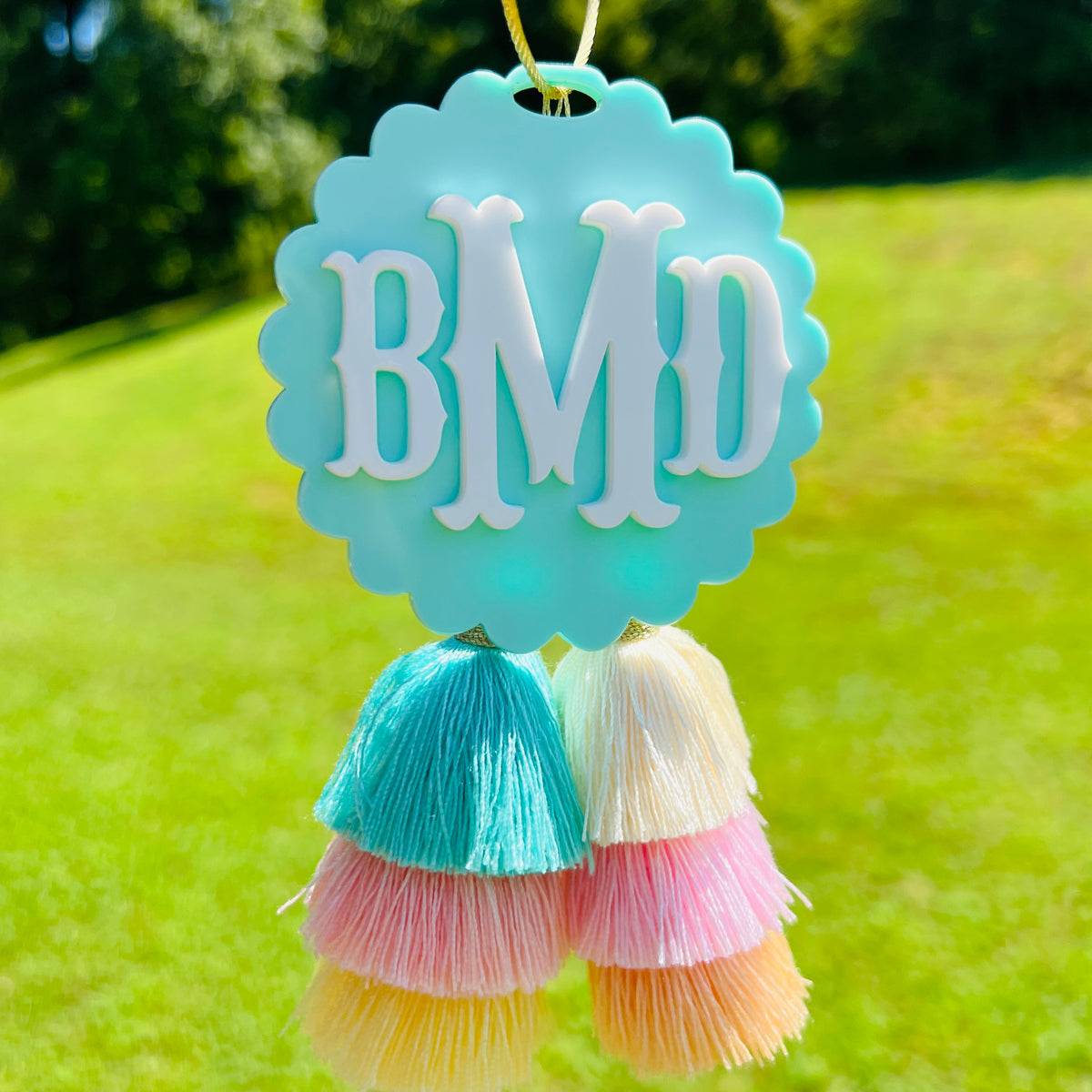 Fish Tail Monogram Bag Charm - Solid Colors